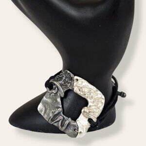 V. Distressed Metal Square Bracelet